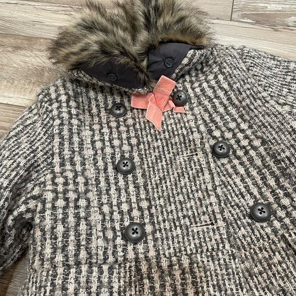 Jessica Simpson long tweed coat with removable faux fur collar - Picture 3 of 4